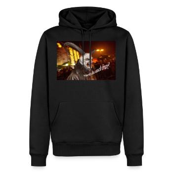 Warst du auch brav? - Männer Premium Bio Hoodie - Schwarz - Vorne - Nico (187cm)