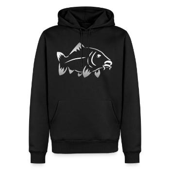 Logo de la carpe - Sweat à capuche Premium bio Homme - noir - Devant - Nico (187cm)