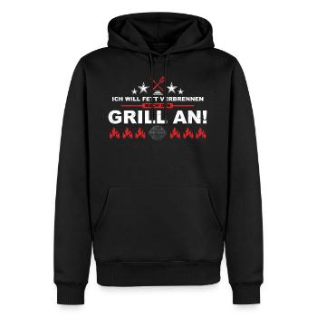 Barbecue - Brûler les graisses - Sweat à capuche Premium bio Homme - noir - Devant - Nico (187cm)