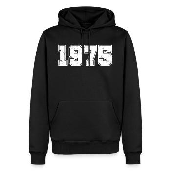 Jahrgang 1975 - Retro Football - Männer Premium Bio Hoodie - Schwarz - Vorne - Nico (187cm)