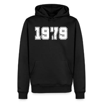 Jahrgang 1979 - Retro Football College - Männer Premium Bio Hoodie - Schwarz - Vorne - Nico (187cm)