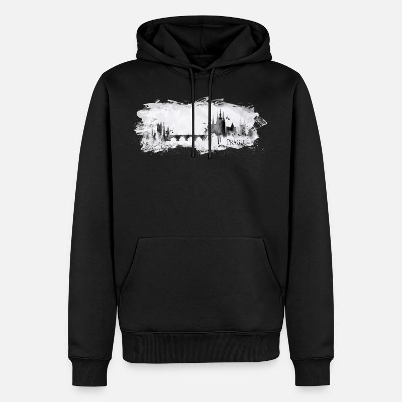 Prag - Männer Premium Bio Hoodie - Schwarz