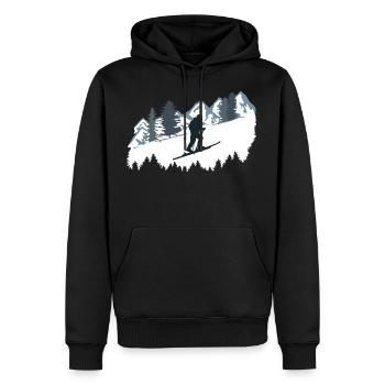 Skitourengeher und Berge, Skitouren - Männer Premium Bio Hoodie - Schwarz - Vorne - Nico (187cm)