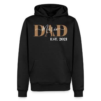 MARIE - DAD EST. 2021 - DADDY SINCE 2021 - BABY - Männer Premium Bio Hoodie - Schwarz - Vorne - Nico (187cm)