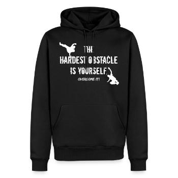 Hardest Obstacle Is Yourself Parkour Running Spell - Men’s Premium Organic Hoodie - black - Front - Nico (187cm)