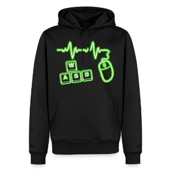 Computer-Herzschlag - Männer Premium Bio Hoodie - Schwarz - Vorne - Nico (187cm)