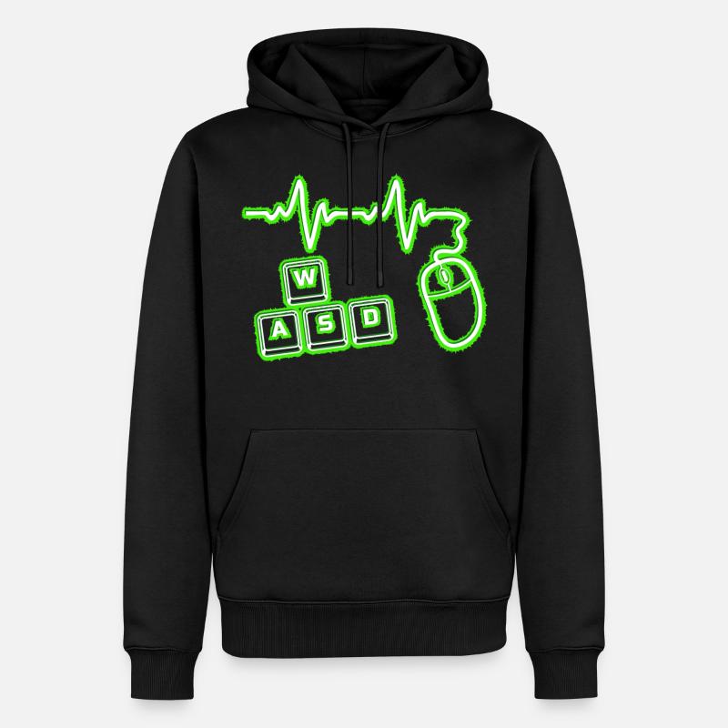 Computer-Herzschlag - Männer Premium Bio Hoodie - Schwarz