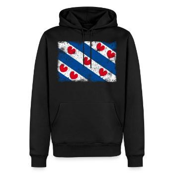 Friesland Vintage - Männer Premium Bio Hoodie - Schwarz - Vorne - Nico (187cm)