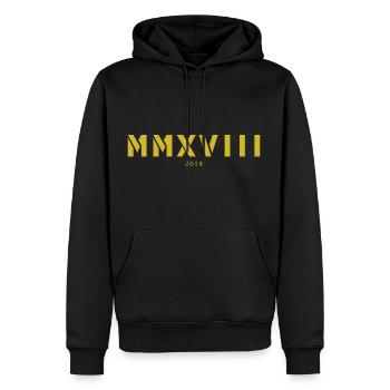 Chiffres romains année de naissance Fabriqué en 2018 - Sweat à capuche Premium bio Homme - noir - Devant - Nico (187cm)