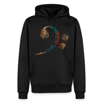 Clé basse, Basse Clef vintage distressed - Sweat à capuche Premium bio Homme - noir - Devant - Nico (187cm)