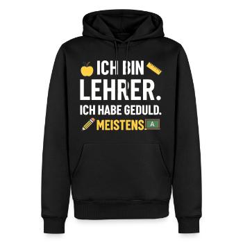 Ich Bin Lehrer Ich Habe Geduld Meistens - Männer Premium Bio Hoodie - Schwarz - Vorne - Nico (187cm)