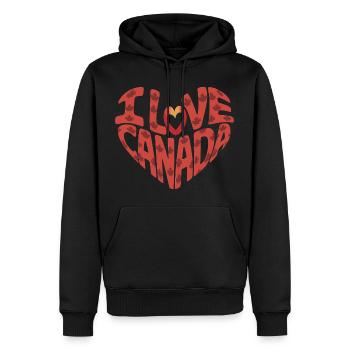 Cœur d'amour du Canada avec des feuilles d'érable - Sweat à capuche Premium bio Homme - noir - Devant - Nico (187cm)