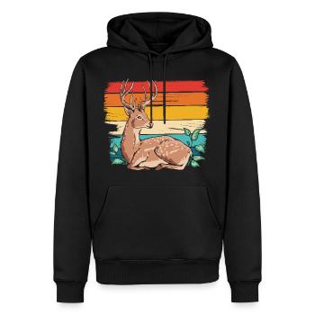 Reh im Retro Stil - Männer Premium Bio Hoodie - Schwarz - Vorne - Nico (187cm)