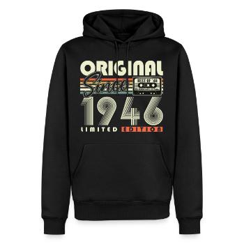 Original 1946 Vintage Anniversaire Rétro - Sweat à capuche Premium bio Homme - noir - Devant - Nico (187cm)