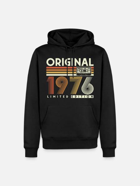 1976 Vintage 50th Birthday Gift Retro - Men’s Premium Organic Hoodie - black
