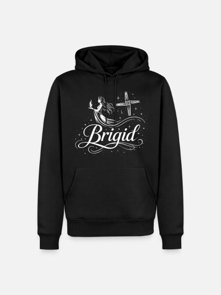 Imbolc Brigid & Flame - Symbol & Cross - Men’s Premium Organic Hoodie - black
