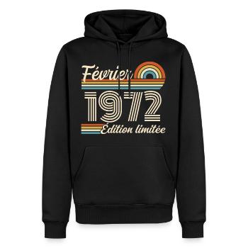Geboren im Februar 1972 | 54. Jubiläum - Männer Premium Bio Hoodie - Schwarz - Vorne - Nico (187cm)