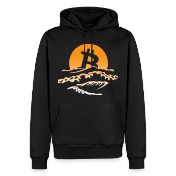 Bitcoin-Dusk - Männer Premium Bio Hoodie - Schwarz - Vorne - Nico (187cm)