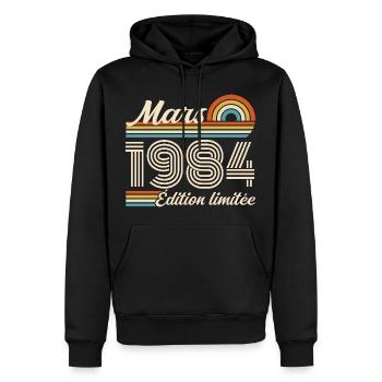 42nd Birthday Gift - Born in March 1984 - Men’s Premium Organic Hoodie - black - Front - Nico (187cm)
