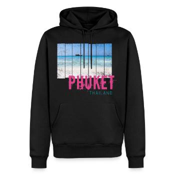 Phuket en Thaïlande Souvenir vintage de vacances à la plage - Sweat à capuche Premium bio Homme - noir - Devant - Nico (187cm)