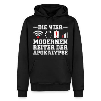 Ordinateurs LES QUATRE CAVALIERS DE L’APOCALYPSE MODERNE - Sweat à capuche Premium bio Homme - noir - Devant - Nico (187cm)