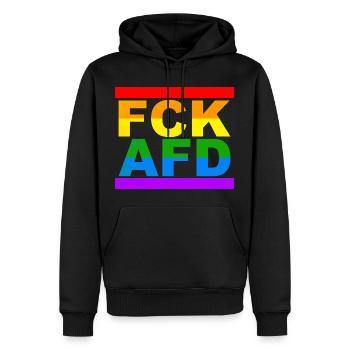 FCK AFD - Männer Premium Bio Hoodie - Schwarz - Vorne - Nico (187cm)