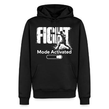 Mode combat Chemise activée Boxe de gym Fighter - Sweat à capuche Premium bio Homme - noir - Devant - Nico (187cm)