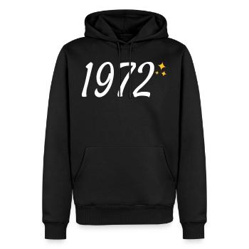 1972 - Sweat à capuche Premium bio Homme - noir - Devant - Nico (187cm)