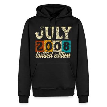 Édition limitée cadeau d’anniversaire juillet 2008 - Sweat à capuche Premium bio Homme - noir - Devant - Nico (187cm)