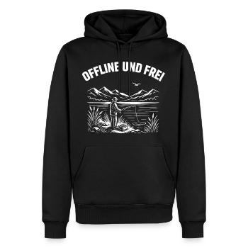 Offline und Frei - Männer Premium Bio Hoodie - Schwarz - Vorne - Nico (187cm)