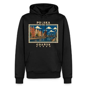 Polen Gdańsk Vintage Reisemarke - Männer Premium Bio Hoodie - Schwarz - Vorne - Nico (187cm)
