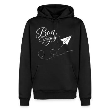 Bon Voyage Papierzug Flugzeug Motiv - Männer Premium Bio Hoodie - Schwarz - Vorne - Nico (187cm)
