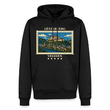 Luxemburg Vianden Vintage Reisemarke - Männer Premium Bio Hoodie - Schwarz - Vorne - Nico (187cm)