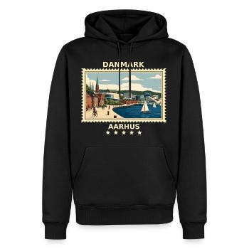 Dänemark Aarhus Vintage Reisemarke - Männer Premium Bio Hoodie - Schwarz - Vorne - Nico (187cm)