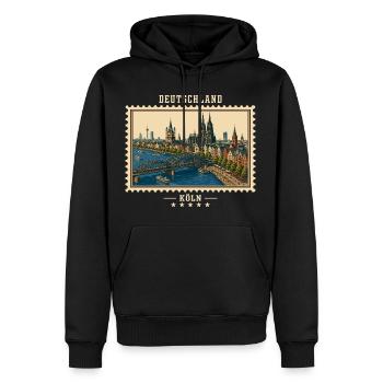 Deutschland Köln Vintage Reisemarke - Männer Premium Bio Hoodie - Schwarz - Vorne - Nico (187cm)