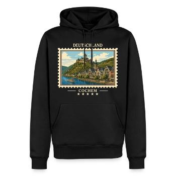 Deutschland Cochem Vintage Reisemarke - Männer Premium Bio Hoodie - Schwarz - Vorne - Nico (187cm)