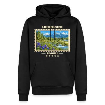 Liechtenstein Ruggell Vintage Reisemarke - Männer Premium Bio Hoodie - Schwarz - Vorne - Nico (187cm)