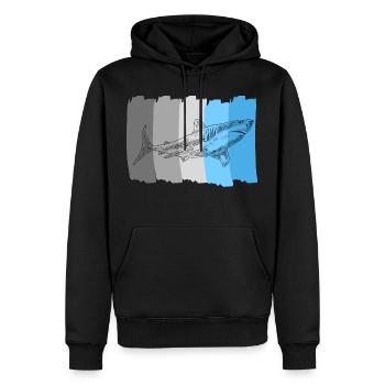Shark - Men’s Premium Organic Hoodie - black - Front - Nico (187cm)