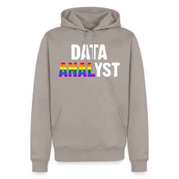 Analyste de données - Sweat à capuche Premium bio Homme - taupe - Devant - Nico (187cm)