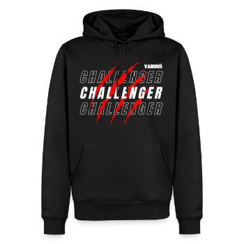 CHALLENGER Schwarz - Männer Premium Bio Hoodie - Schwarz - Vorne - Nico (187cm)
