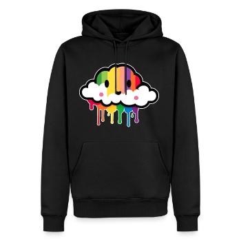 Nuage mignon faisant pleuvoir des couleurs de l’arc-en-ciel - Sweat à capuche Premium bio Homme - noir - Devant - Nico (187cm)