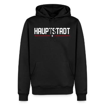 HAUPTSTADT BERLIN BÄR - Männer Premium Bio Hoodie - Schwarz - Vorne - Nico (187cm)