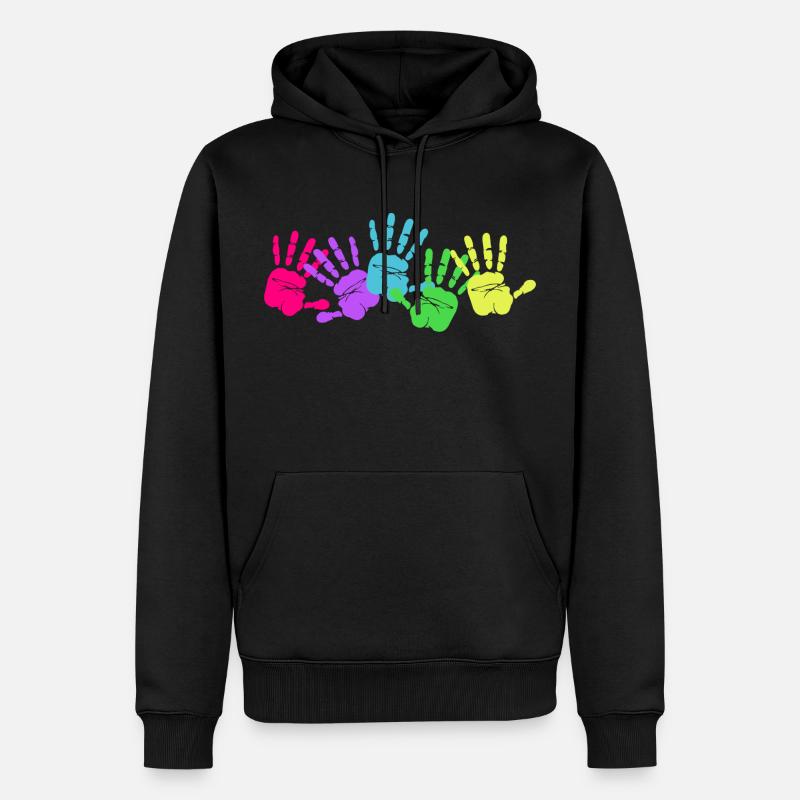 Handdrucke - Männer Premium Bio Hoodie - Schwarz