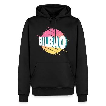 Bilbao Spanien Stadt Schrift Vintage Retro - Männer Premium Bio Hoodie - Schwarz - Vorne - Nico (187cm)