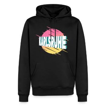Karlsruhe Allemagne City Font Vintage Rétro - Sweat à capuche Premium bio Homme - noir - Devant - Nico (187cm)