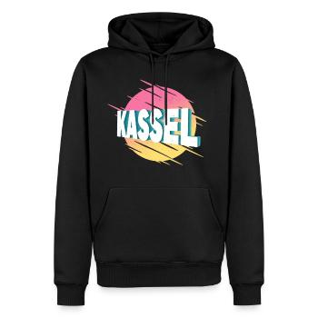 Kassel Allemagne Ville Police Vintage Rétro - Sweat à capuche Premium bio Homme - noir - Devant - Nico (187cm)