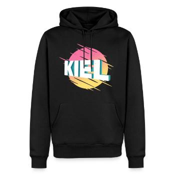 Kiel Allemagne City Font Vintage Rétro - Sweat à capuche Premium bio Homme - noir - Devant - Nico (187cm)