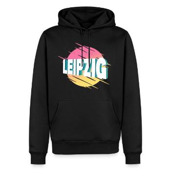 Leipzig Germany City Font Vintage Retro - Men’s Premium Organic Hoodie - black - Front - Nico (187cm)