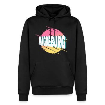 Magdebourg Allemagne Ville Police Vintage Rétro - Sweat à capuche Premium bio Homme - noir - Devant - Nico (187cm)