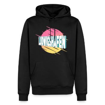Ludwigshafen Deutschland Schrift Vintage Retro - Männer Premium Bio Hoodie - Schwarz - Vorne - Nico (187cm)